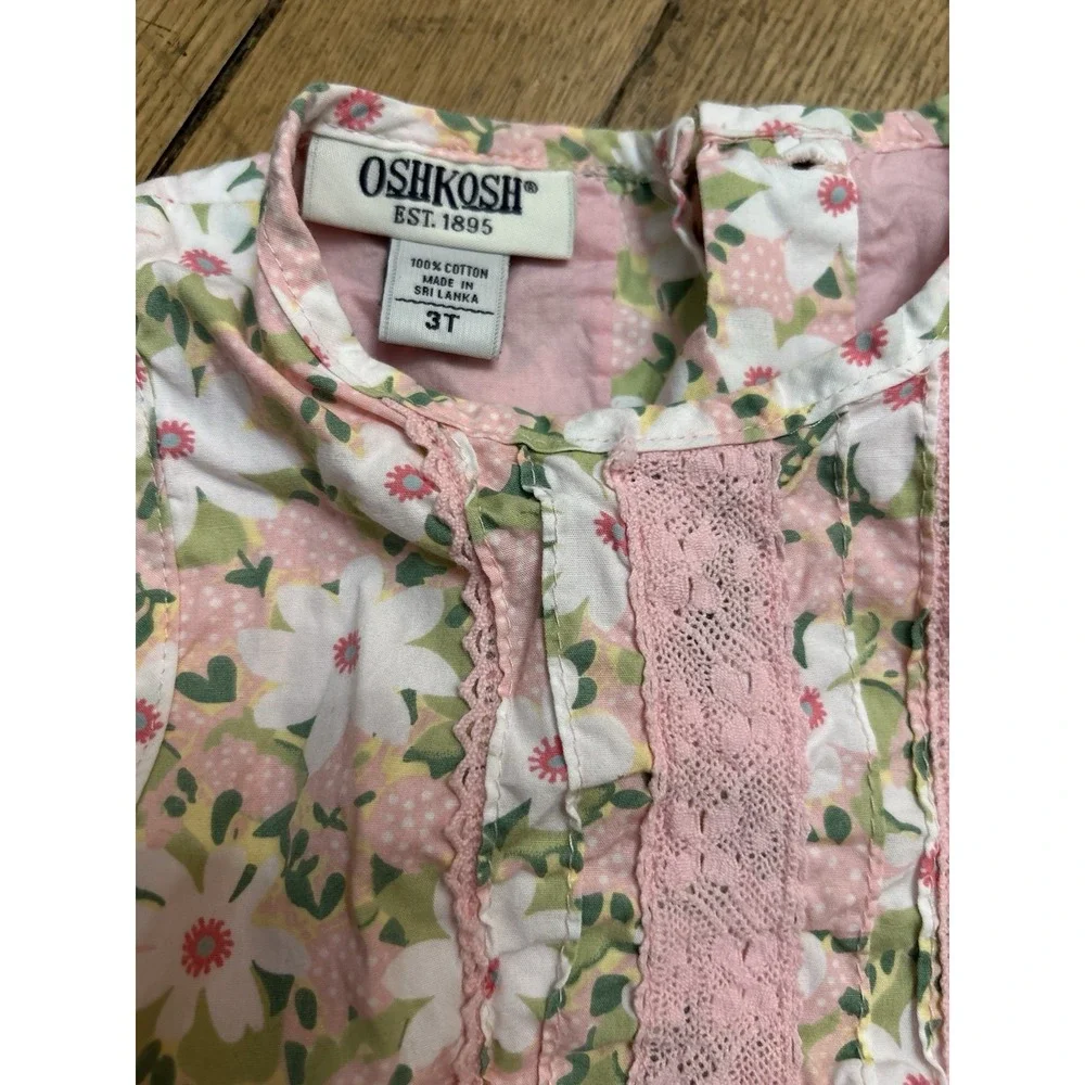Vintage Osk Kosh Girls 3T Dress Floral Y2K Cottagecore Country Toddler